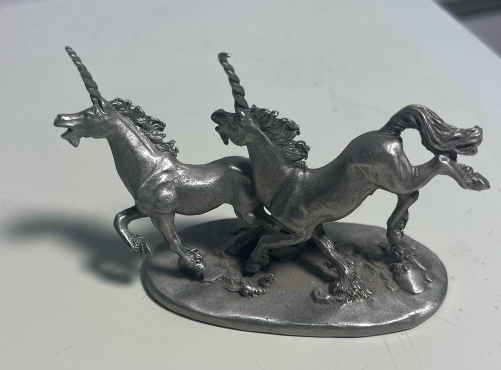 Vintage 1984 Pewter Unicorn Pair Figurine from J.Guthrie